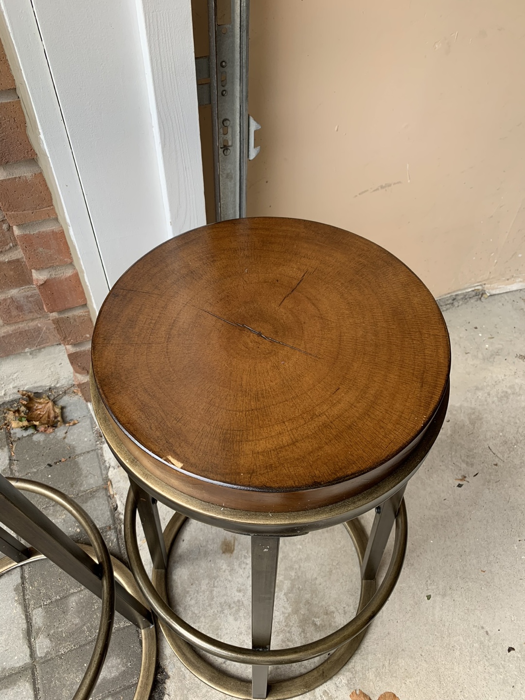 Set of 2 Wood & Metal Bar Stools - photo 4