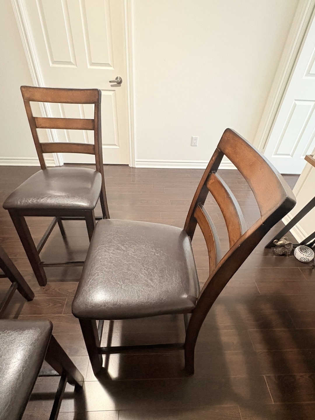 Set of 4 Brown Wooden Dining Chairs with Solid brown table - photo 2