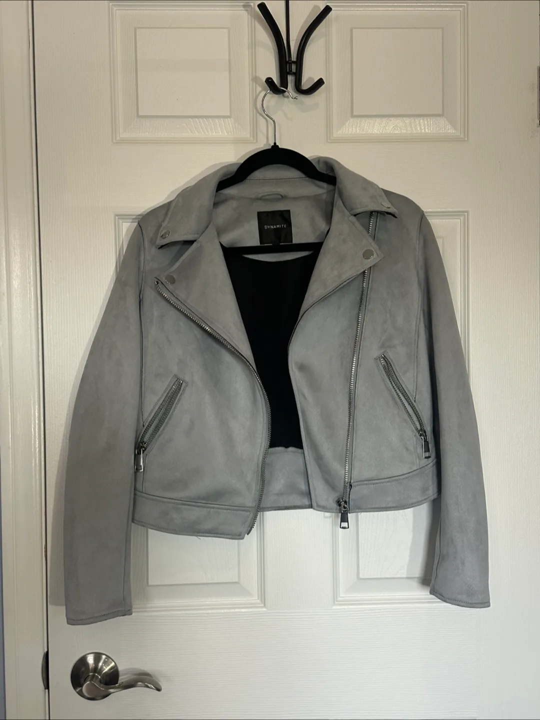 Dynamite Blue Suede Moto Biker Jacket - Size XS image indicator(2)