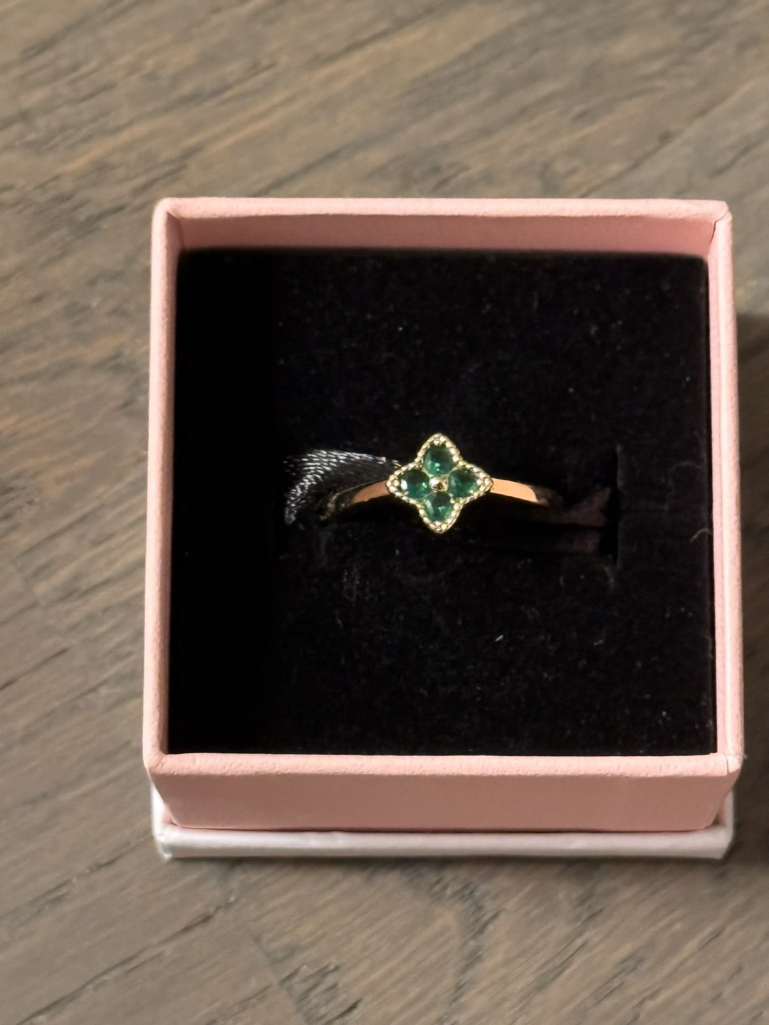 Gold Green Clover Set Ring and Bracelet