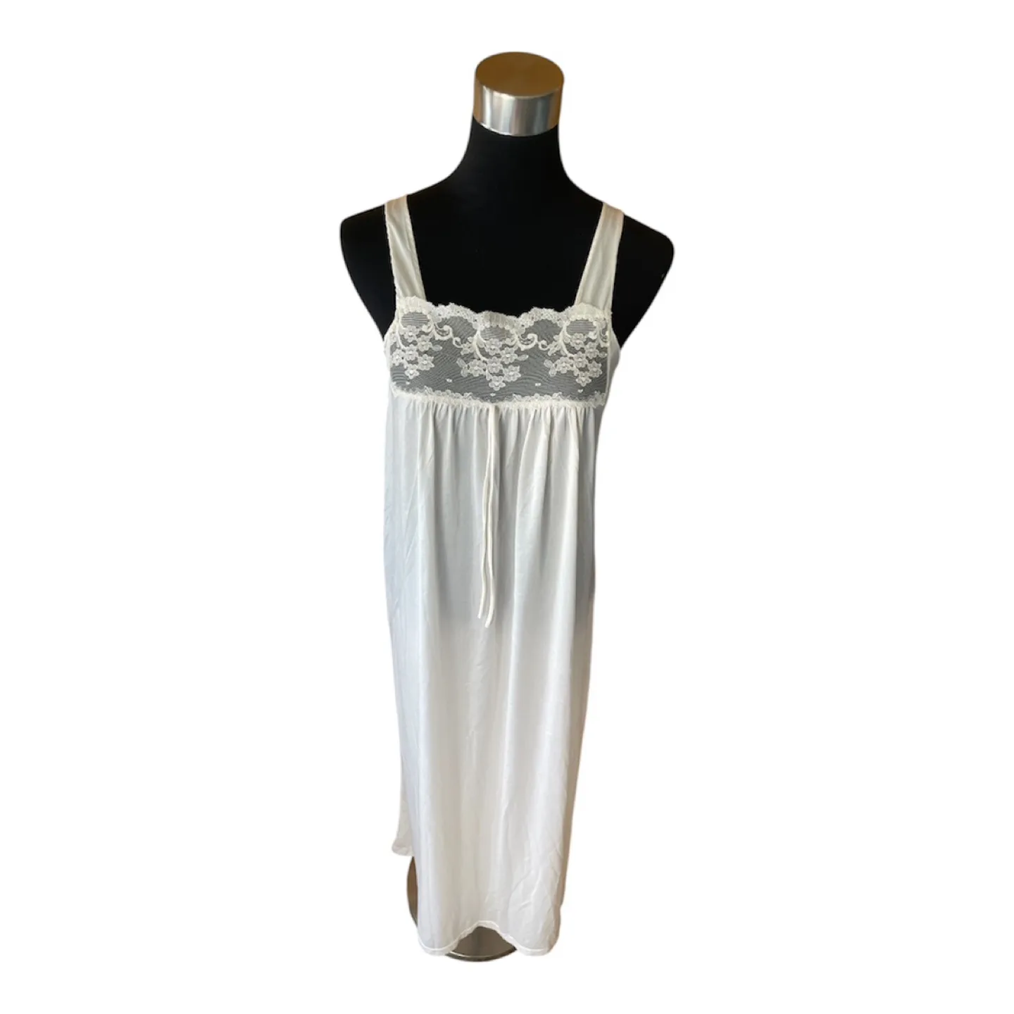 Rare Vintage 90s White Lace Trim Slip Dress image indicator(3)