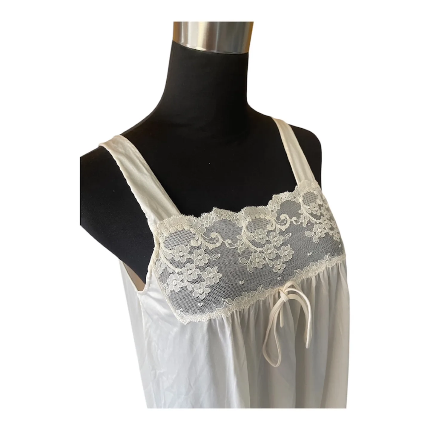 Rare Vintage 90s White Lace Trim Slip Dress image indicator(7)