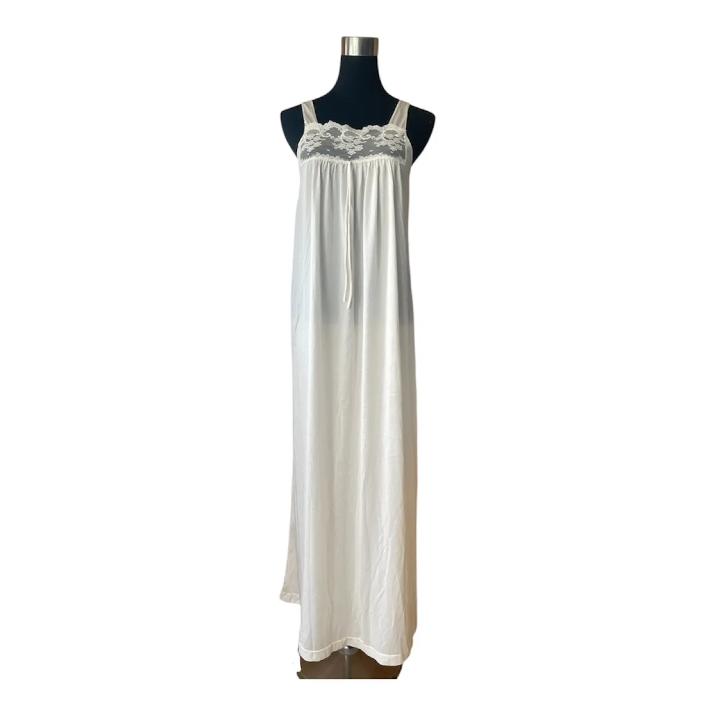 Rare Vintage 90s White Lace Trim Slip Dress thumbnail