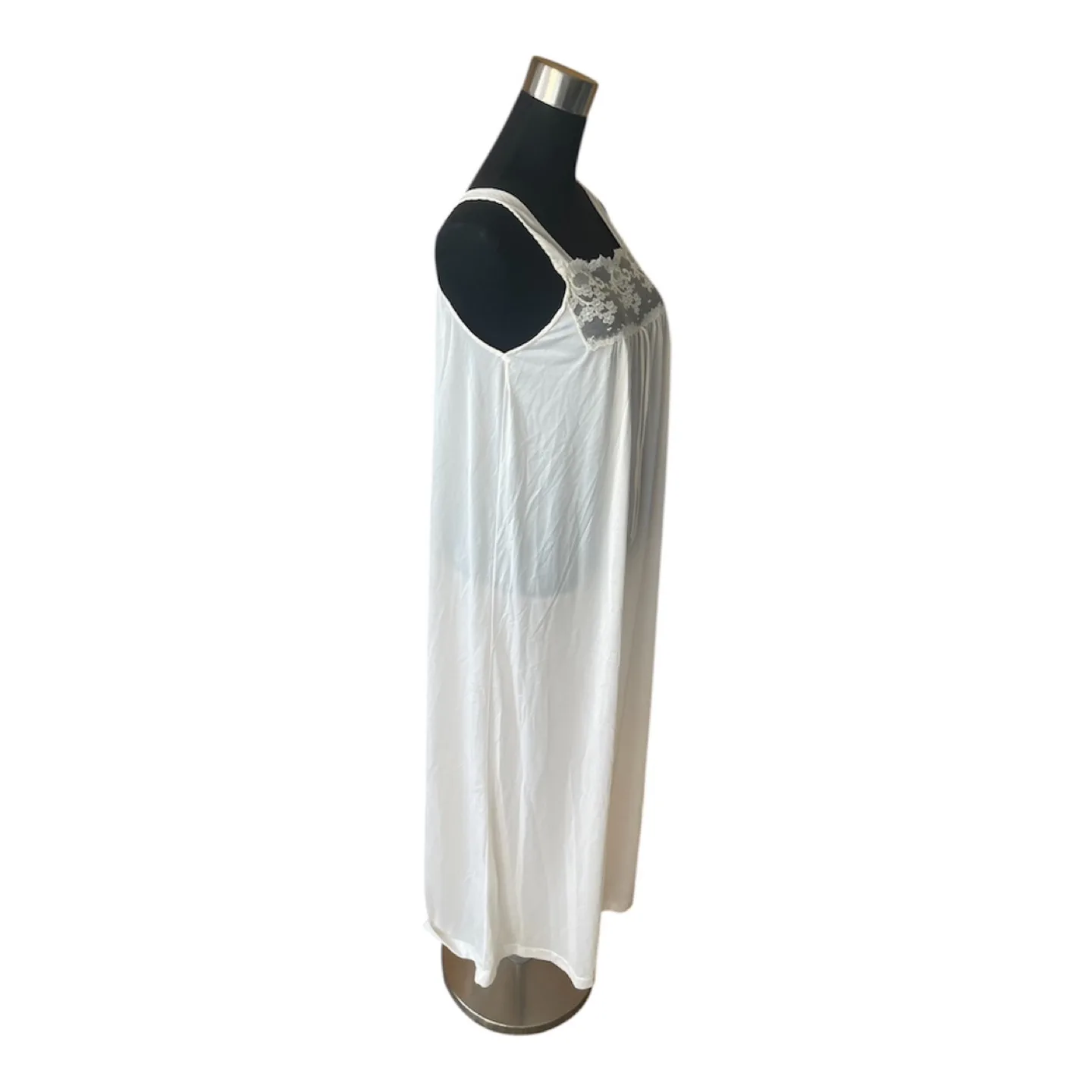 Rare Vintage 90s White Lace Trim Slip Dress image indicator(2)