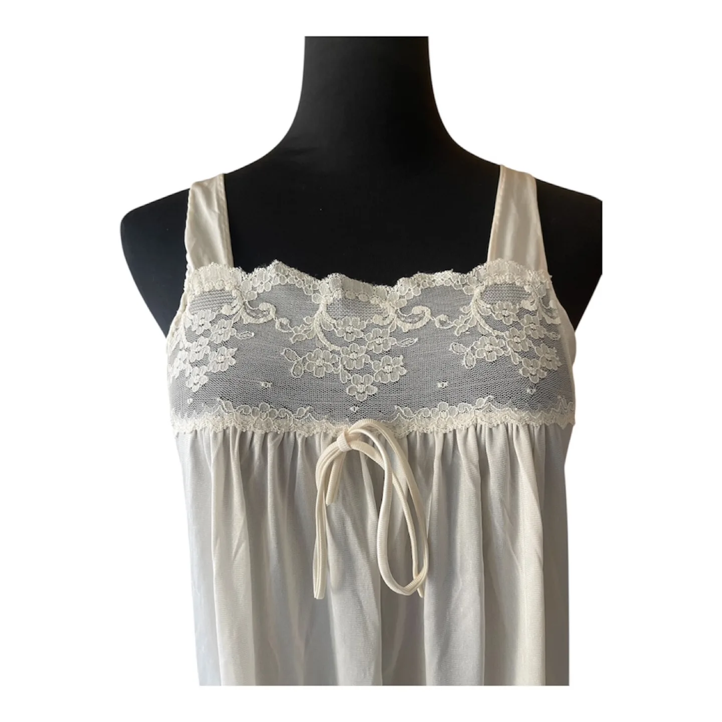 Rare Vintage 90s White Lace Trim Slip Dress image indicator(8)