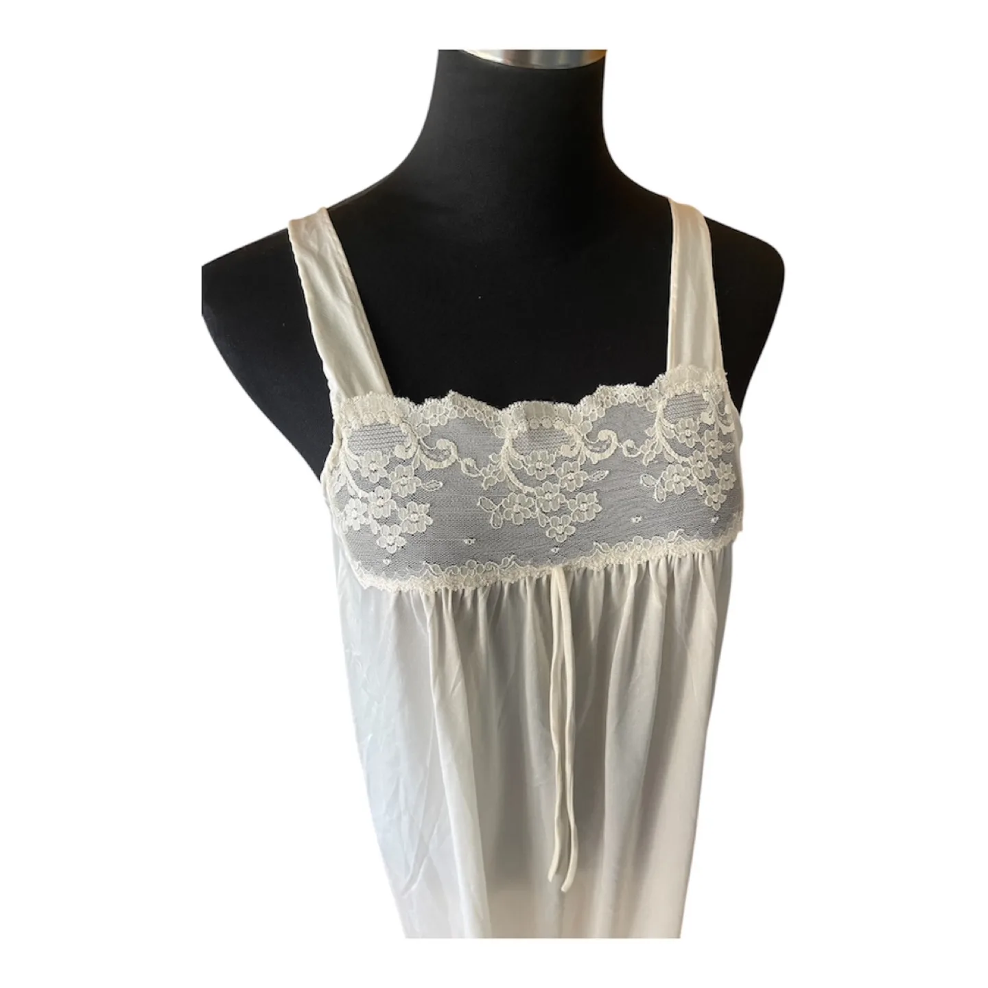 Rare Vintage 90s White Lace Trim Slip Dress image indicator(9)
