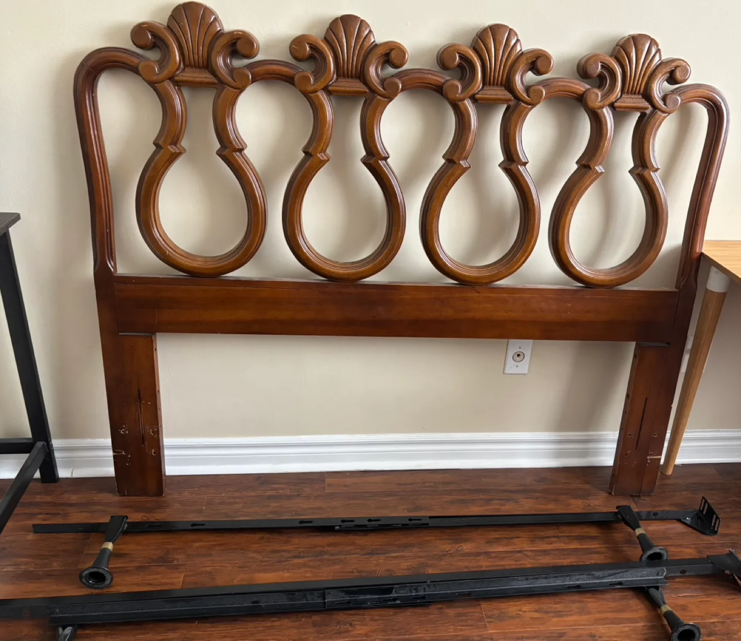 Ornate Wooden Headboard with Frame thumbnail