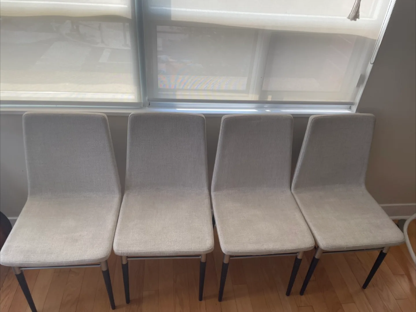 Set of 4 Dining Chairs - Neutral Fabric thumbnail