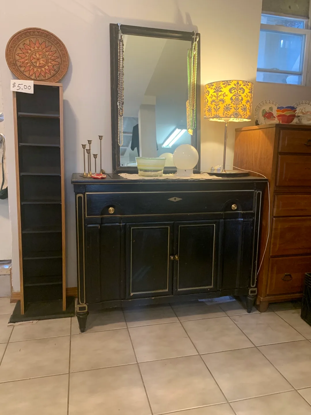 Antique Black Vanity with Mirror thumbnail