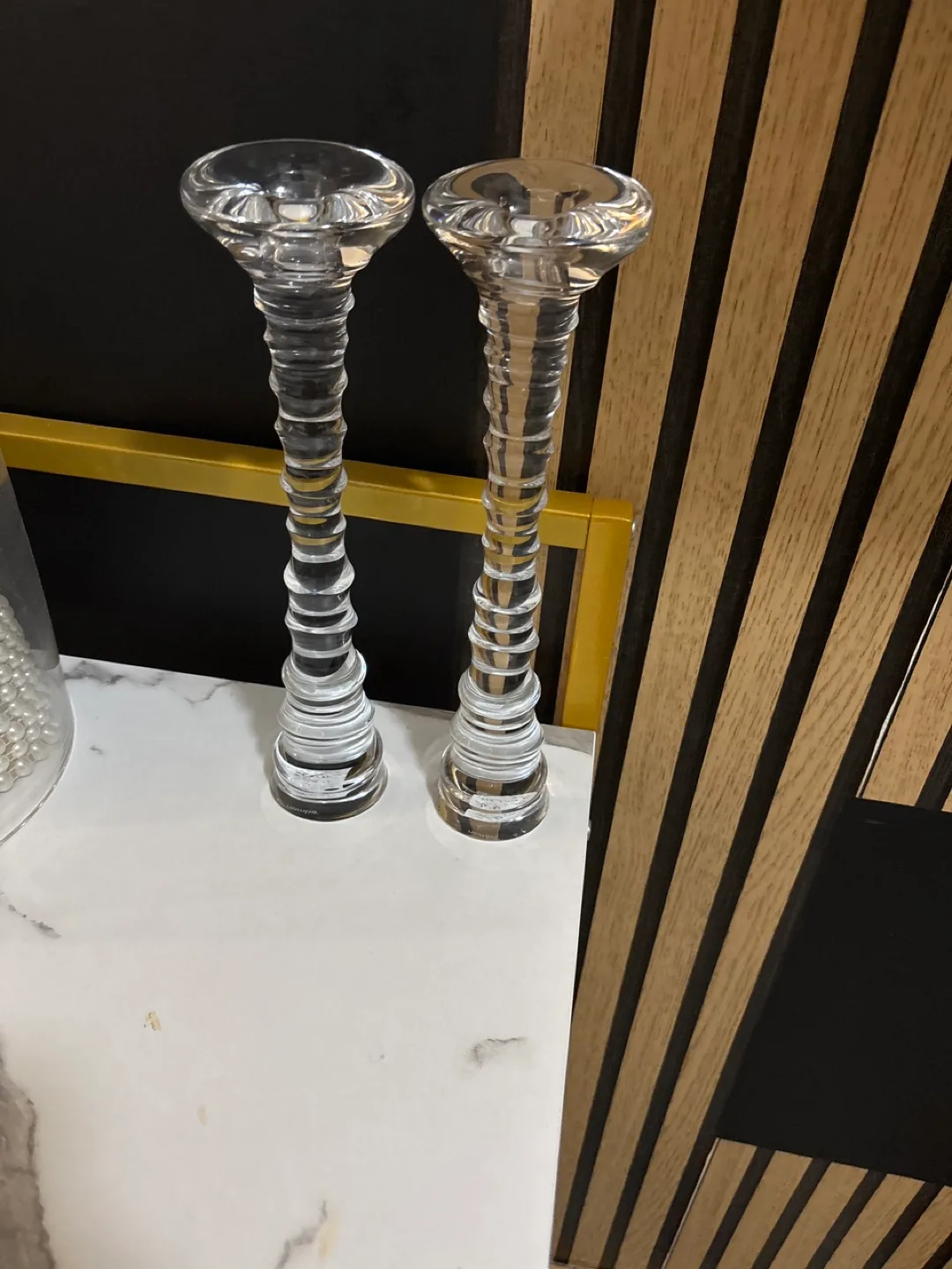 NAMBE CRYSTAL PAIR OF TORNADO CANDLEHOLDERS thumbnail