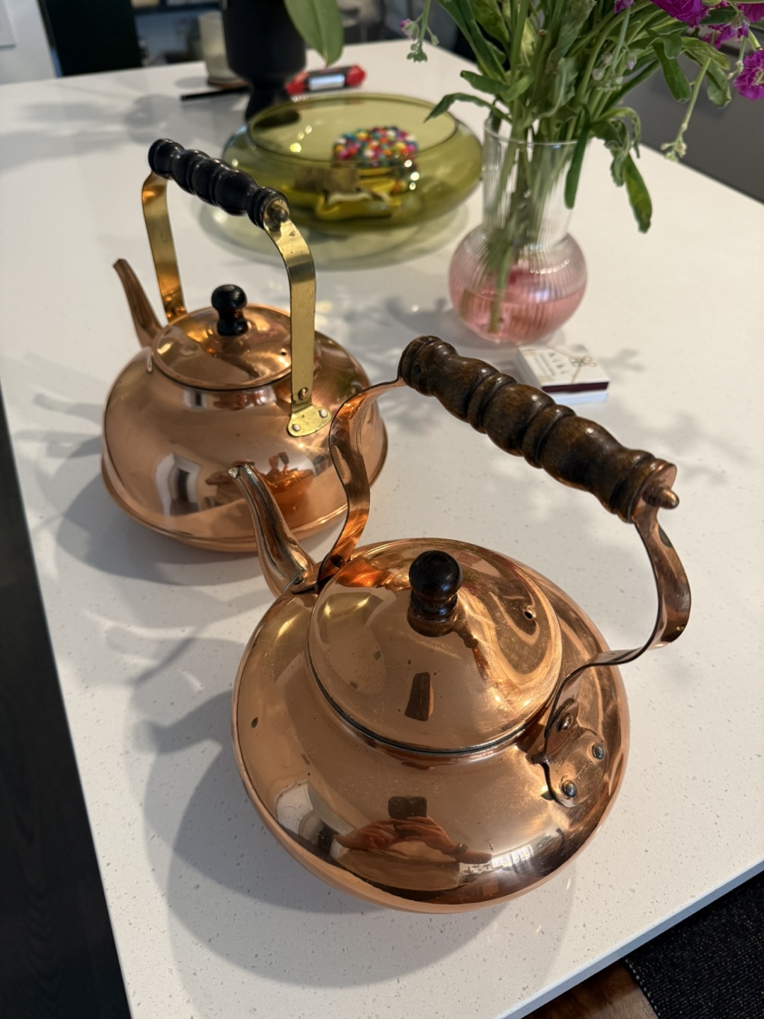 2x Vintage Copper Kettles