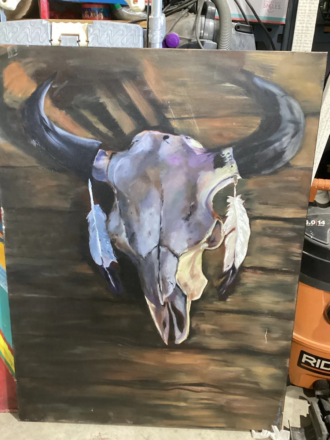 Peggy Adamson 2017 Bull Skull Painting thumbnail