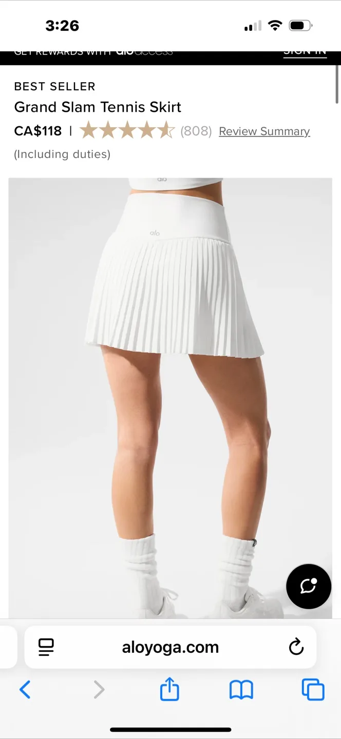 New Alo Yoga Grand Slam Tennis Skirt - White thumbnail