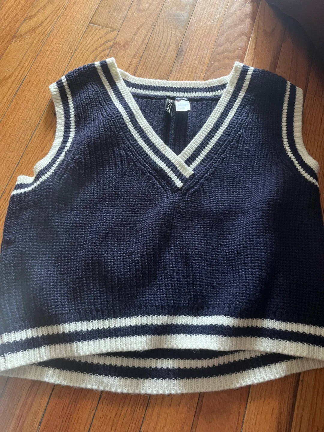 H&M Divided Blue Striped Sweater Vest - Size M thumbnail