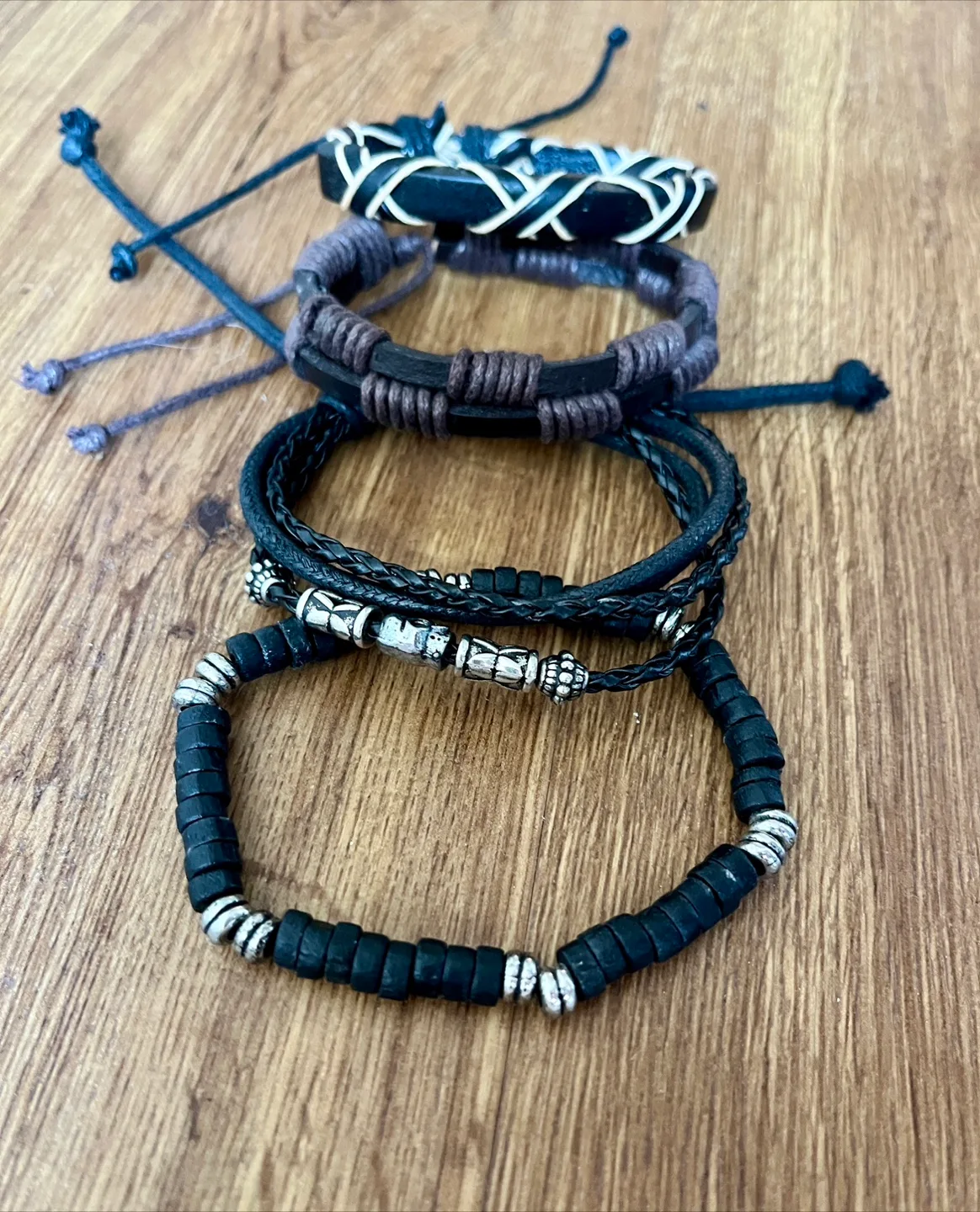 Set of 4 Men's Bracelets - Black & Brown image indicator(2)