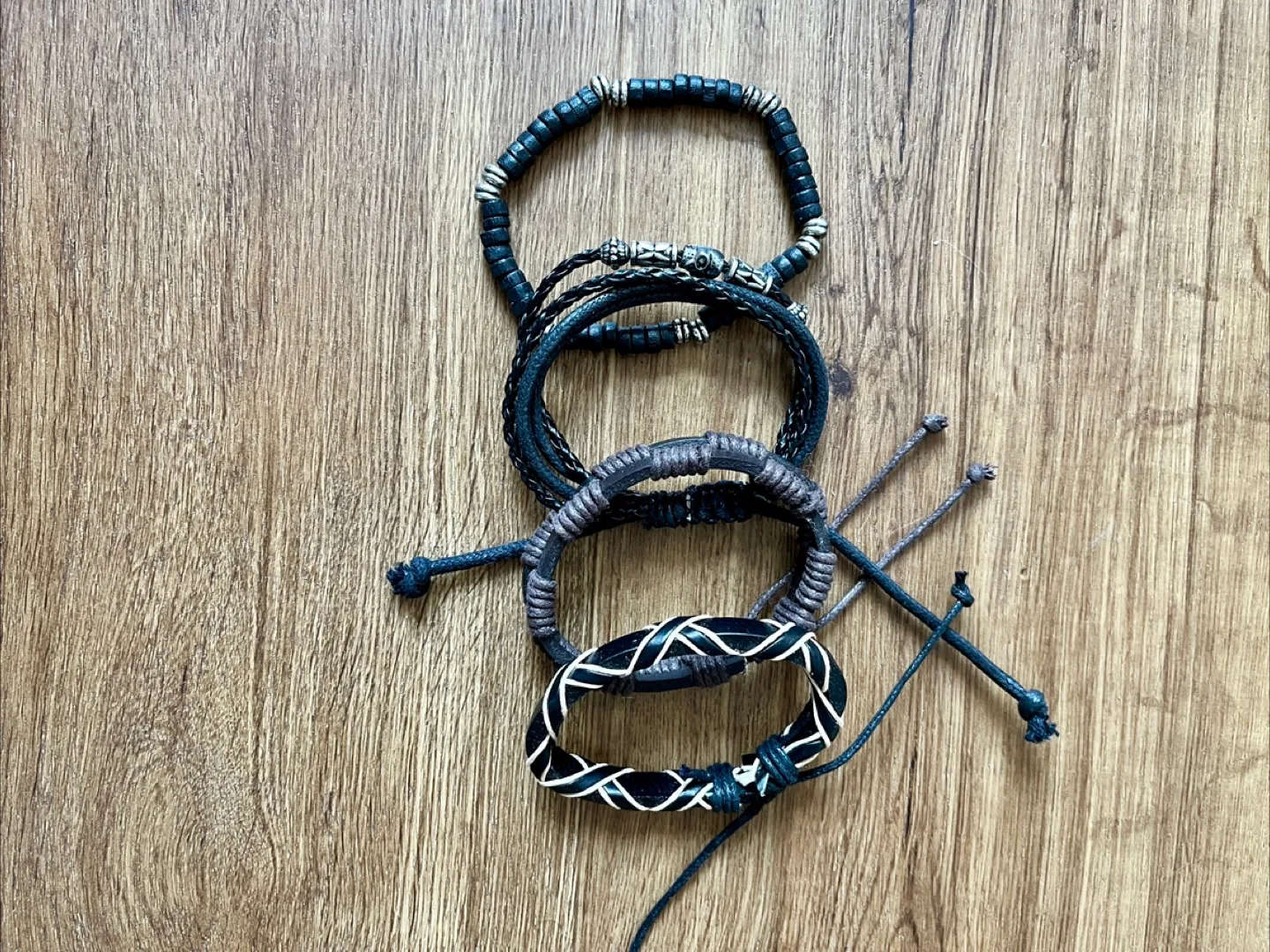 Set of 4 Men's Bracelets - Black & Brown image indicator(3)