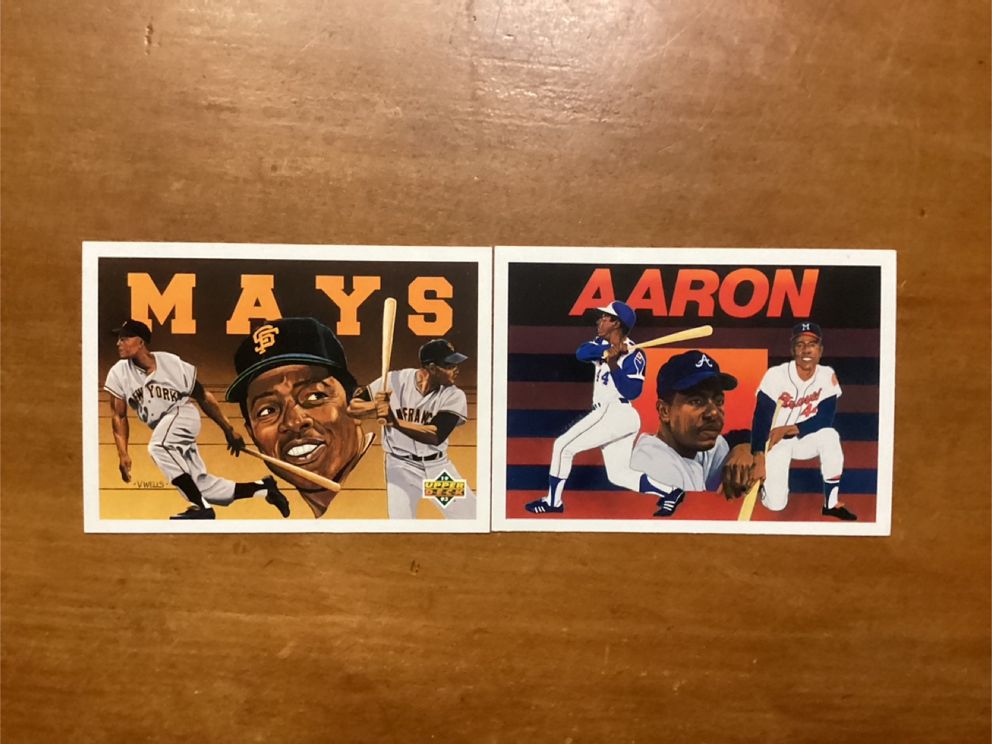 1993 WILLIE MAYES Card 54 & 1991 HANK AARON Card 27