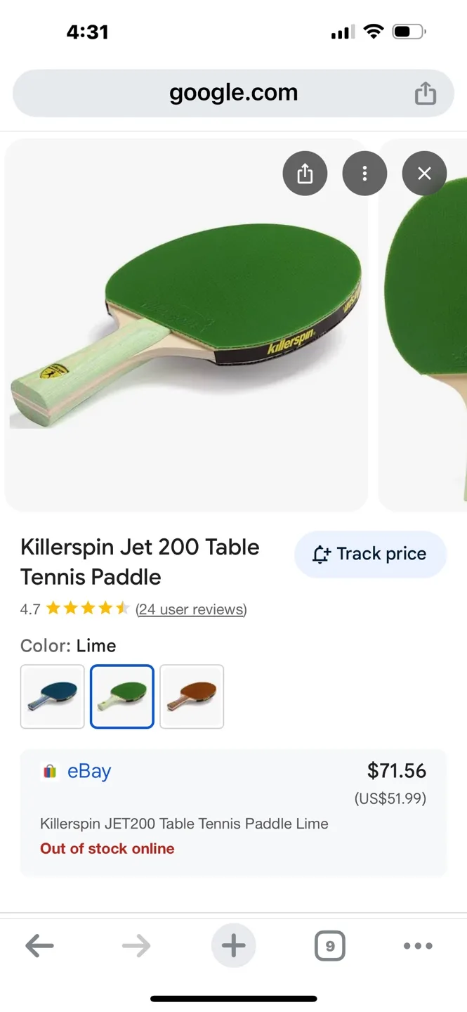 Killerspin Jet 200 Table Tennis Paddle - Lime image indicator(3)