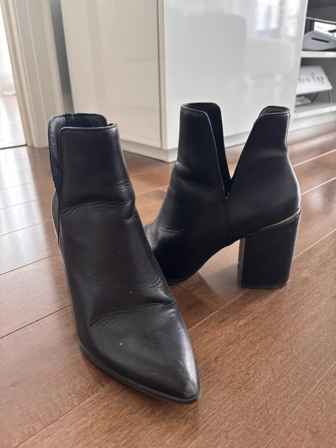 Steve Madden Black Leather Ankle Boots - Size 6.5 thumbnail