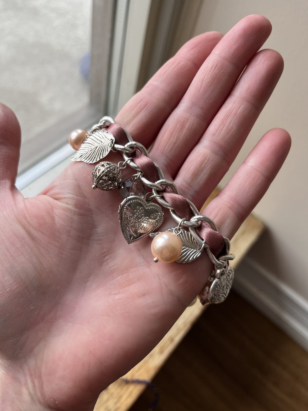 Charm Link and Silver Bracelet with Heart Locket - photo 2