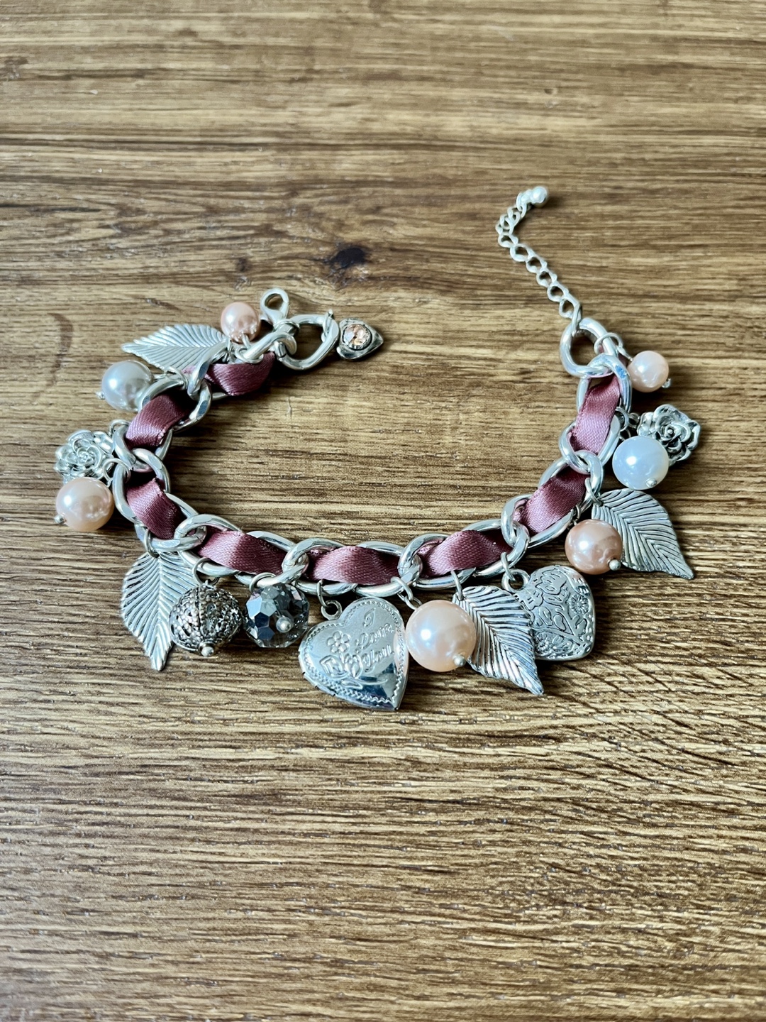 Charm Link and Silver Bracelet with Heart Locket - photo 3