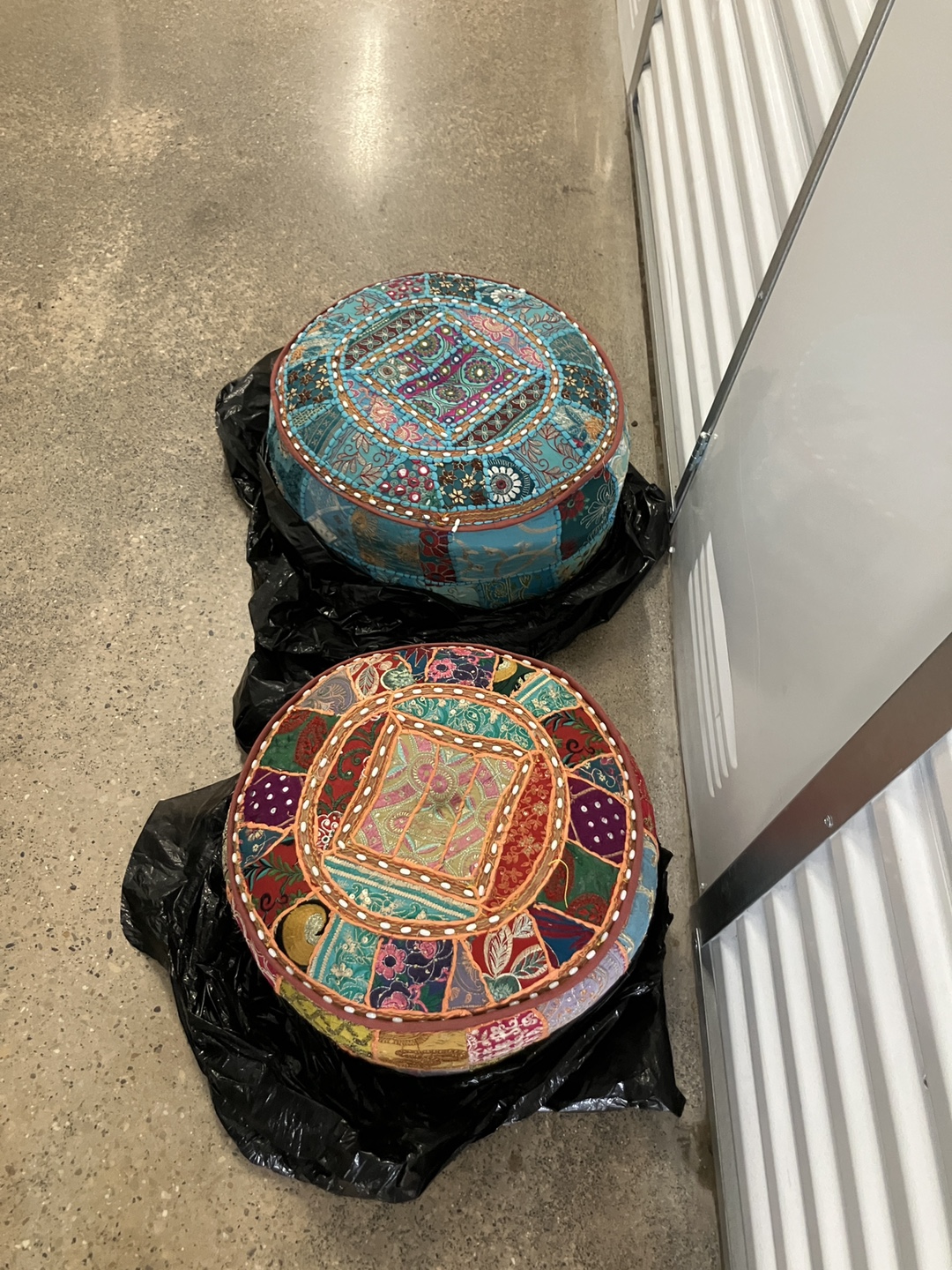 Colorful Patchwork Pouf Ottoman - photo 2