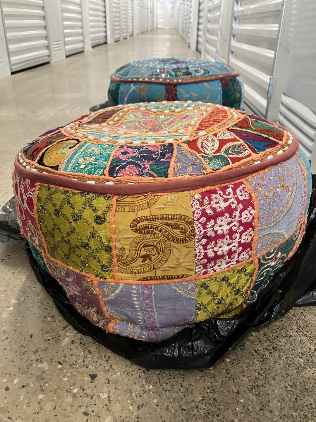 Colorful Patchwork Pouf Ottoman