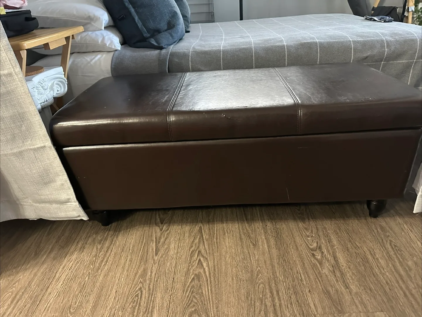 Brown Faux Leather Storage Ottoman Bench thumbnail