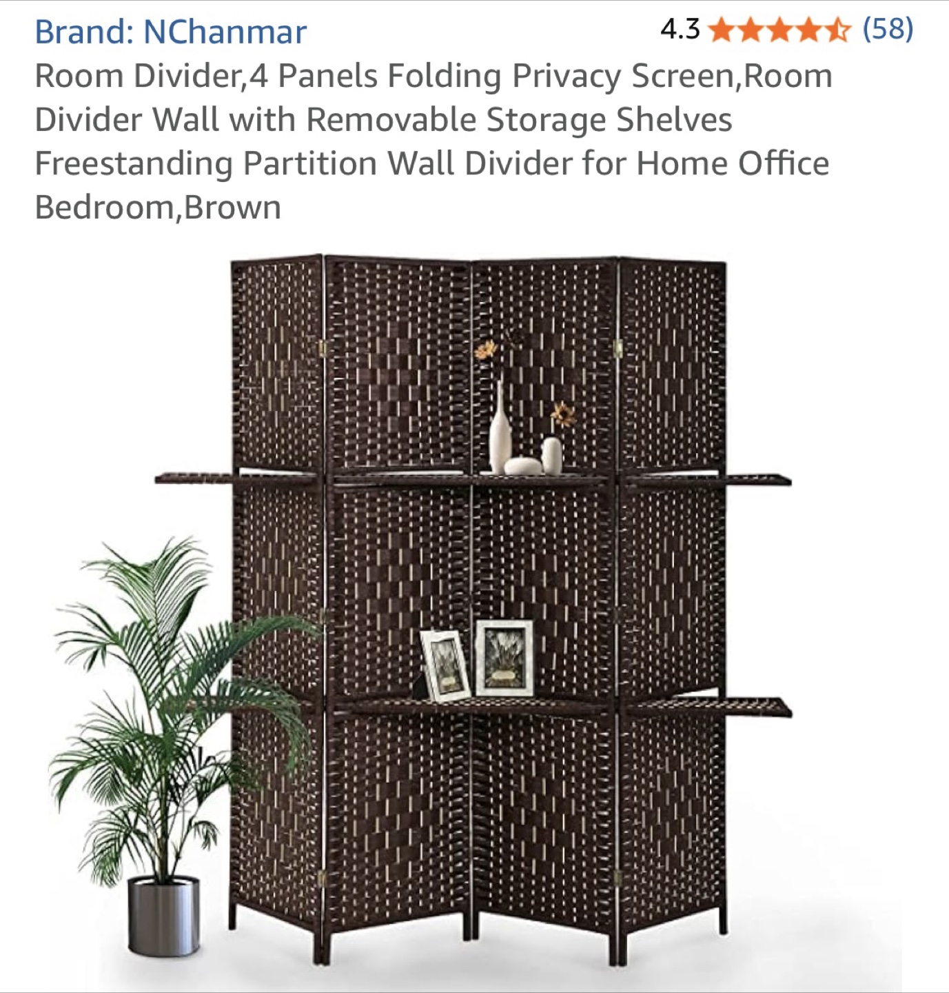 Room Divider, 4 Panels