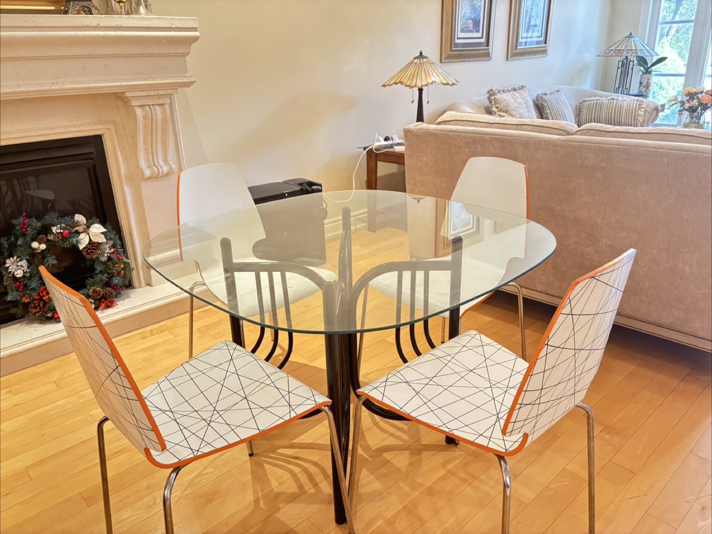 Glass Top Dining Table with 4 Chairs