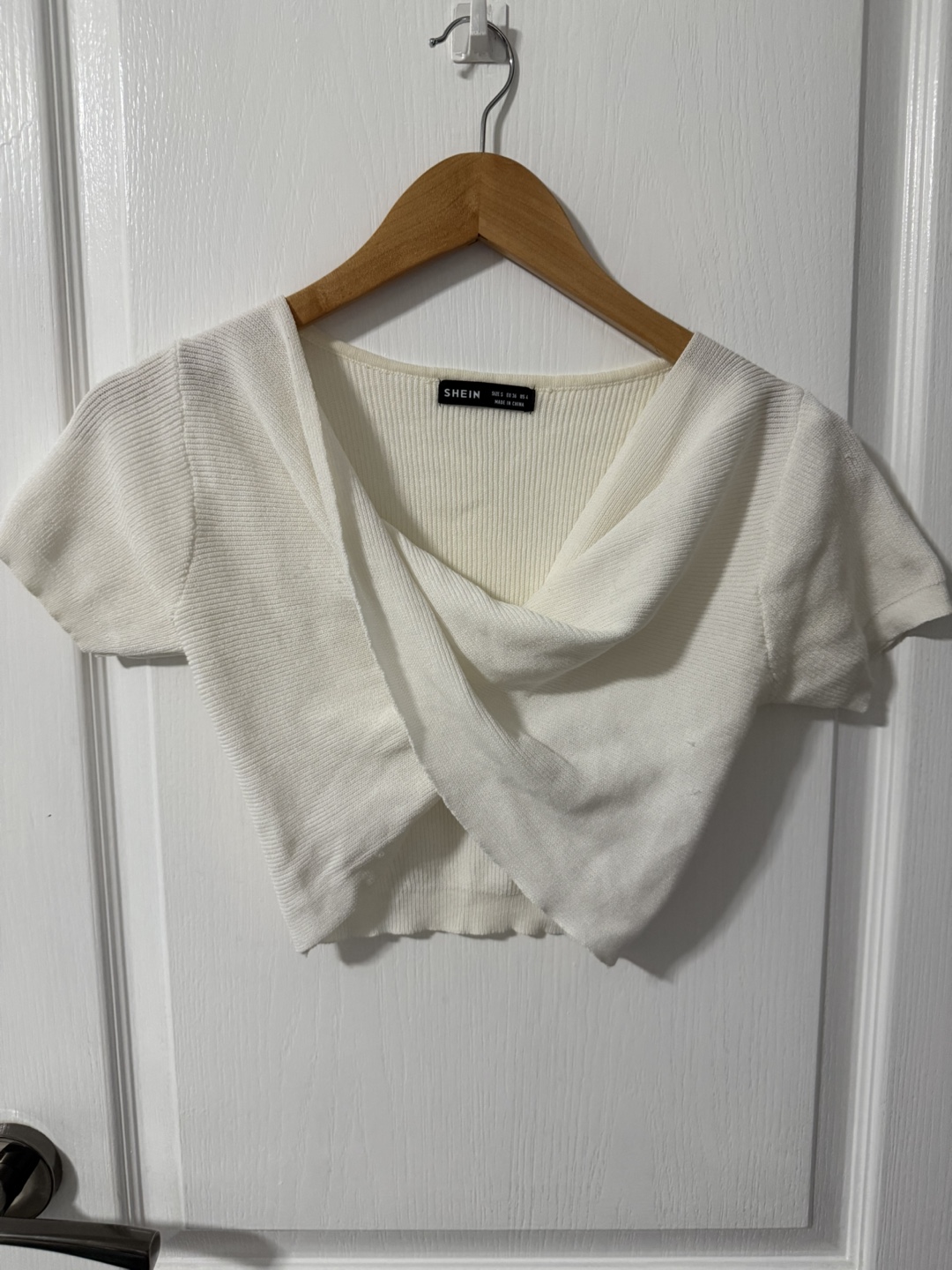 White Knit Crop Top - Size S