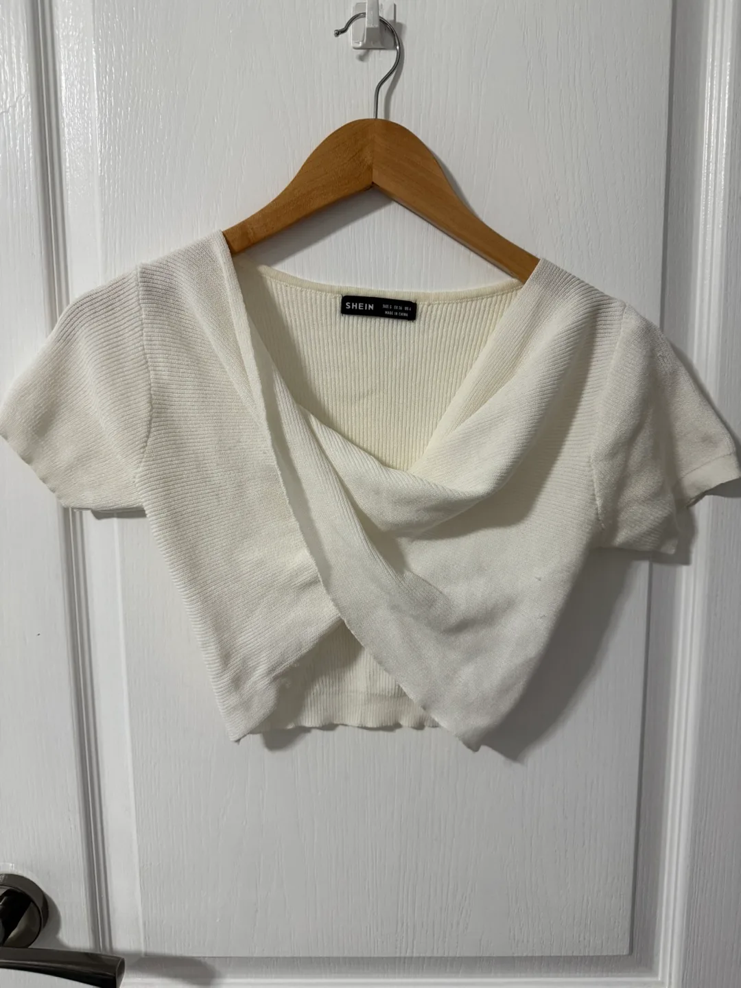 White Knit Crop Top - Size S thumbnail