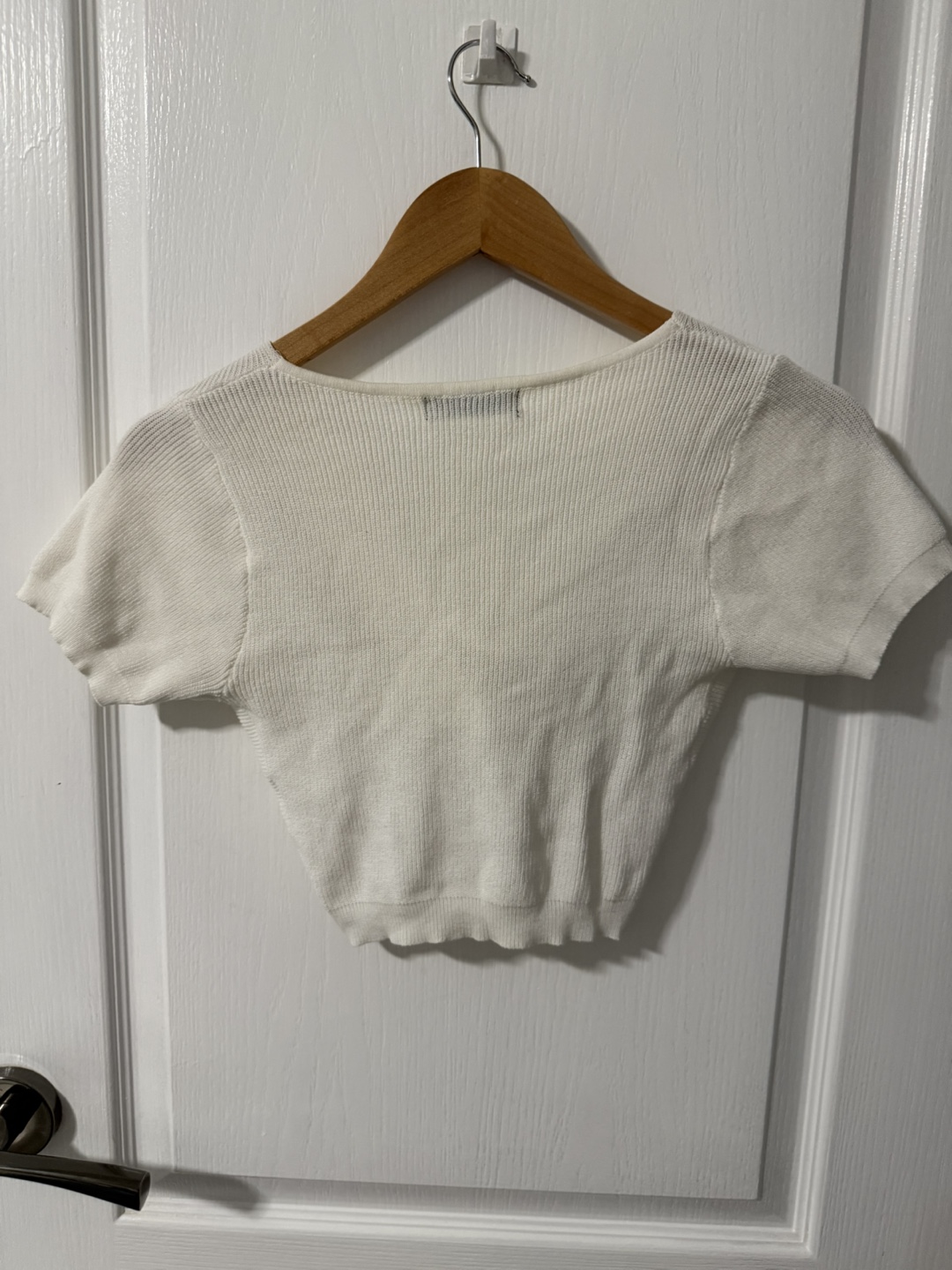 White Knit Crop Top - Size S - photo 2