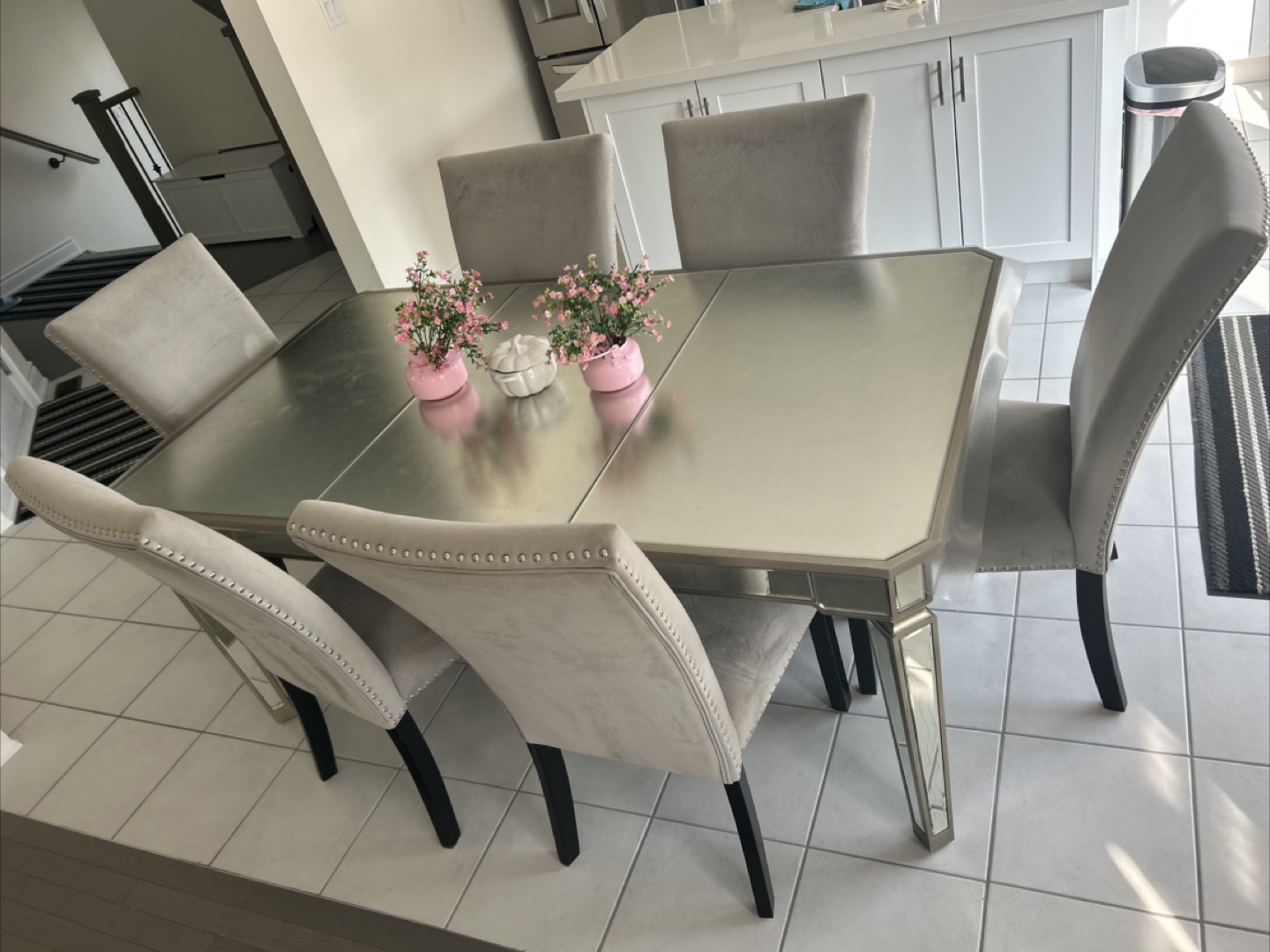 Dining Table with 6 Chairs - grey - photo 2