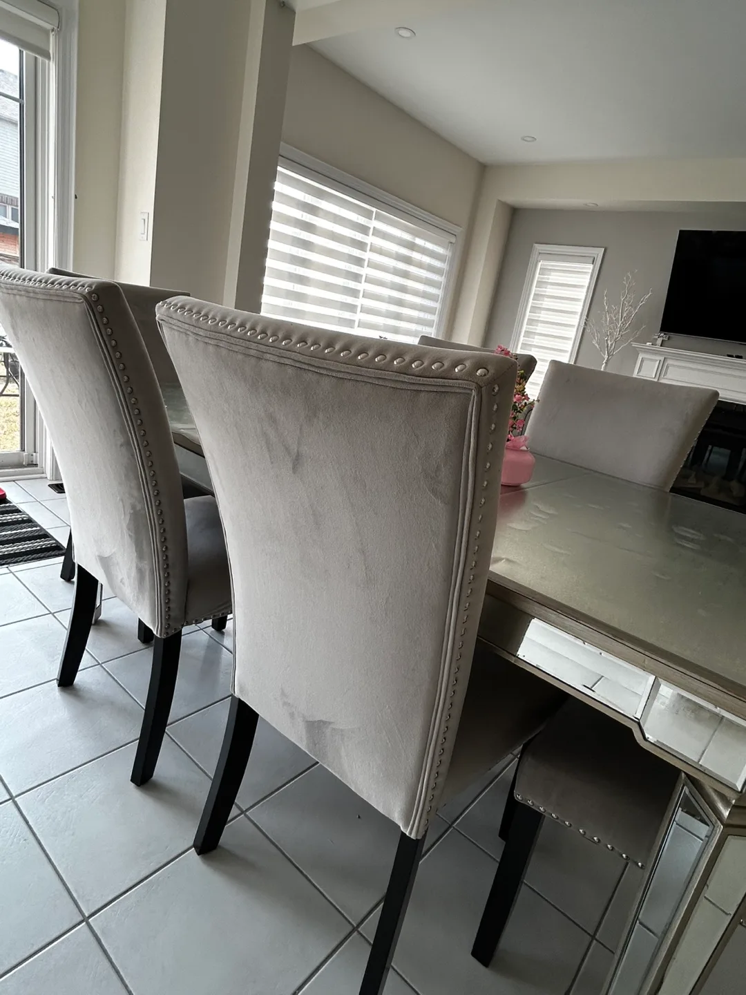 Dining Table with 6 Chairs - grey thumbnail