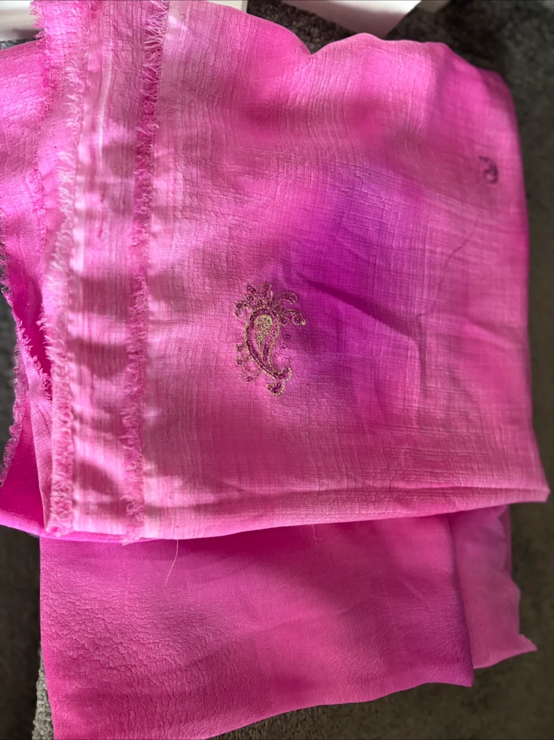 Unstitched Indian suit Pink with Embroidery thumbnail
