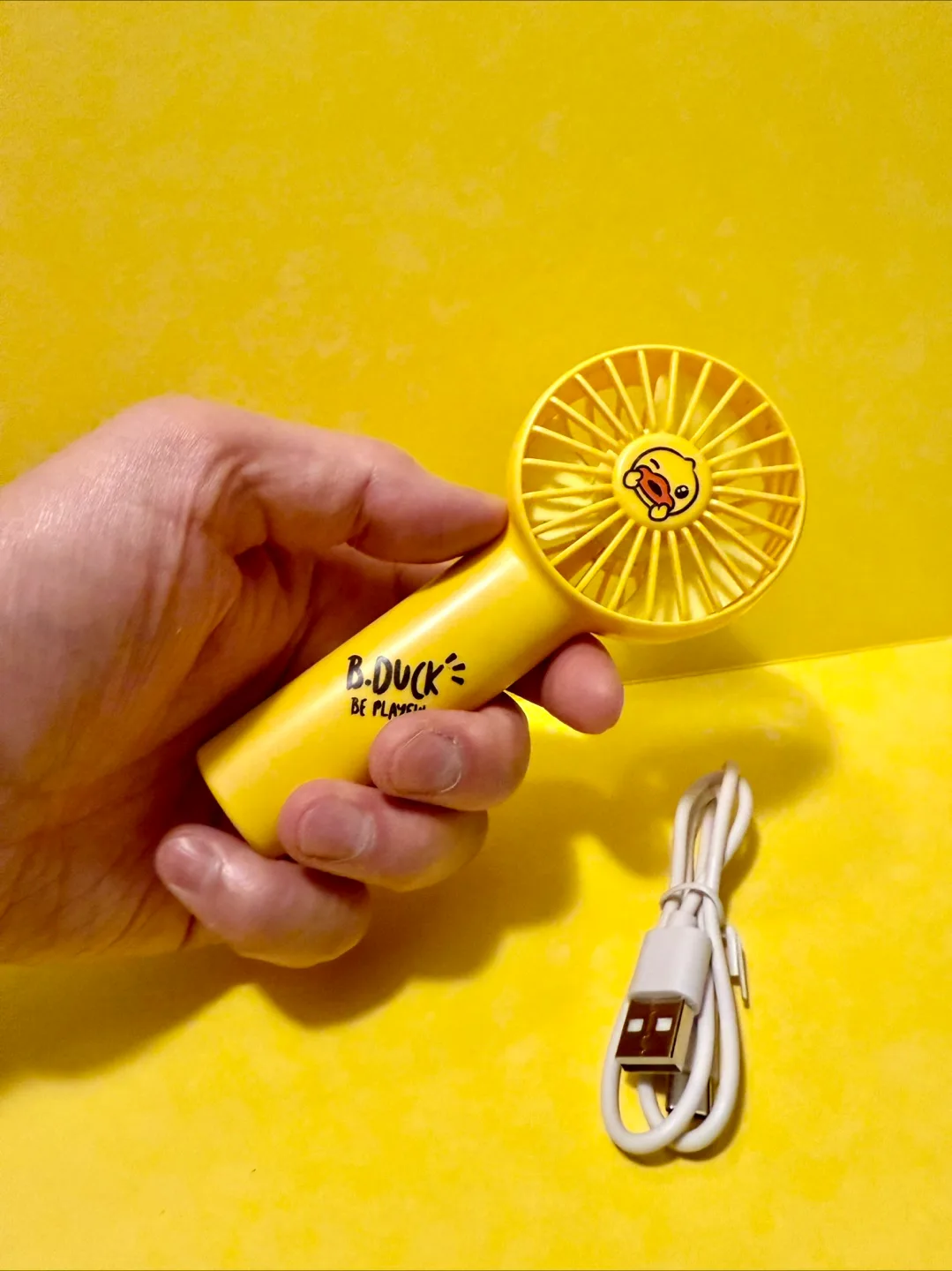 B.Duck Yellow Portable Mini Fan (USB-C Rechargeable) image indicator(2)