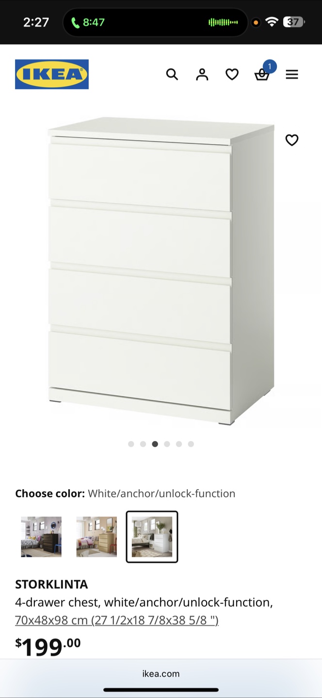 IKEA STORLINTA 4-Drawer Chest & GRYTAS Mirror