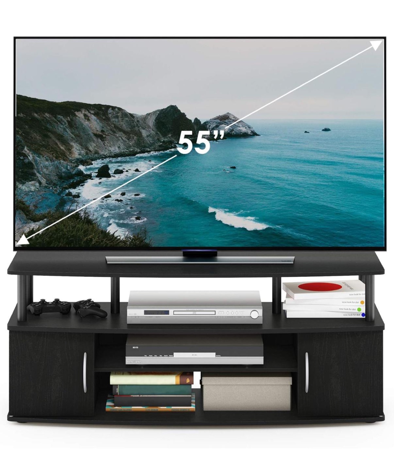 Black TV Stand with Storage - photo 3