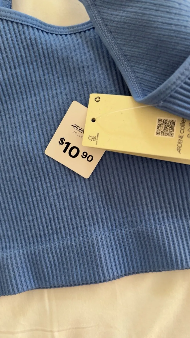 New Ardenes Collective Blue Ribbed Tank Top image indicator(3)