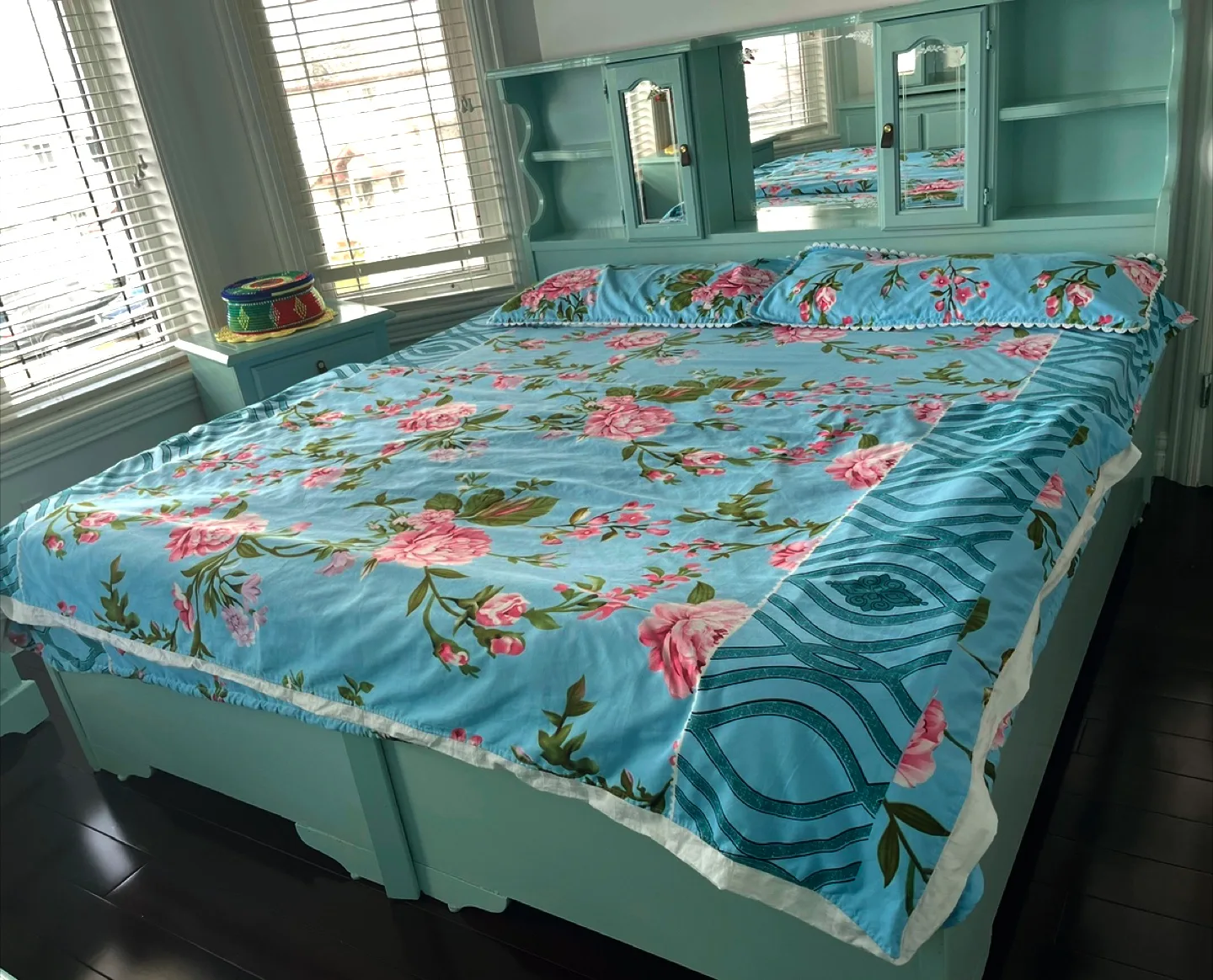 A complete king size bed frame. Mattress included