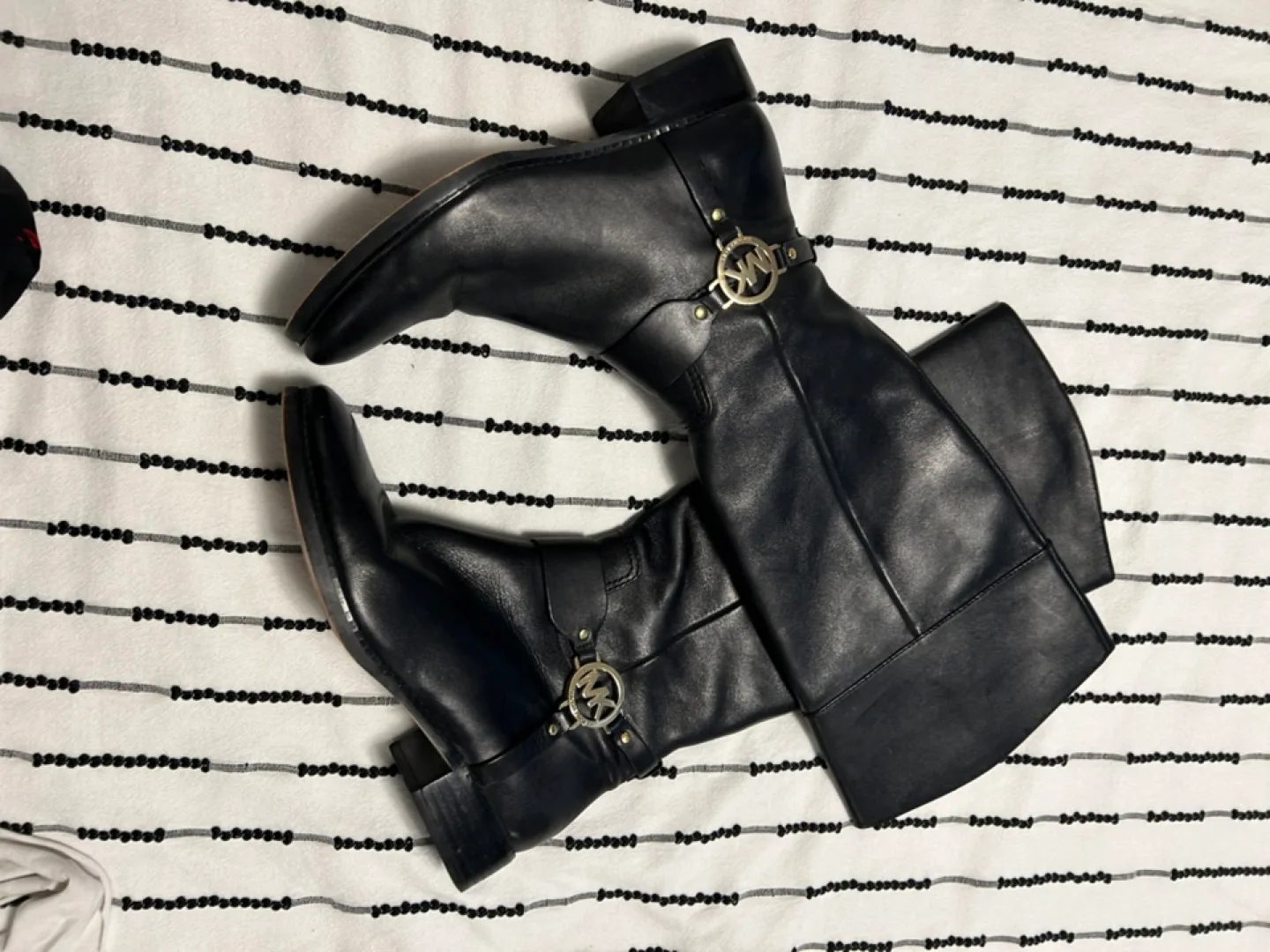 Michael Kors Black Leather Riding Boots thumbnail