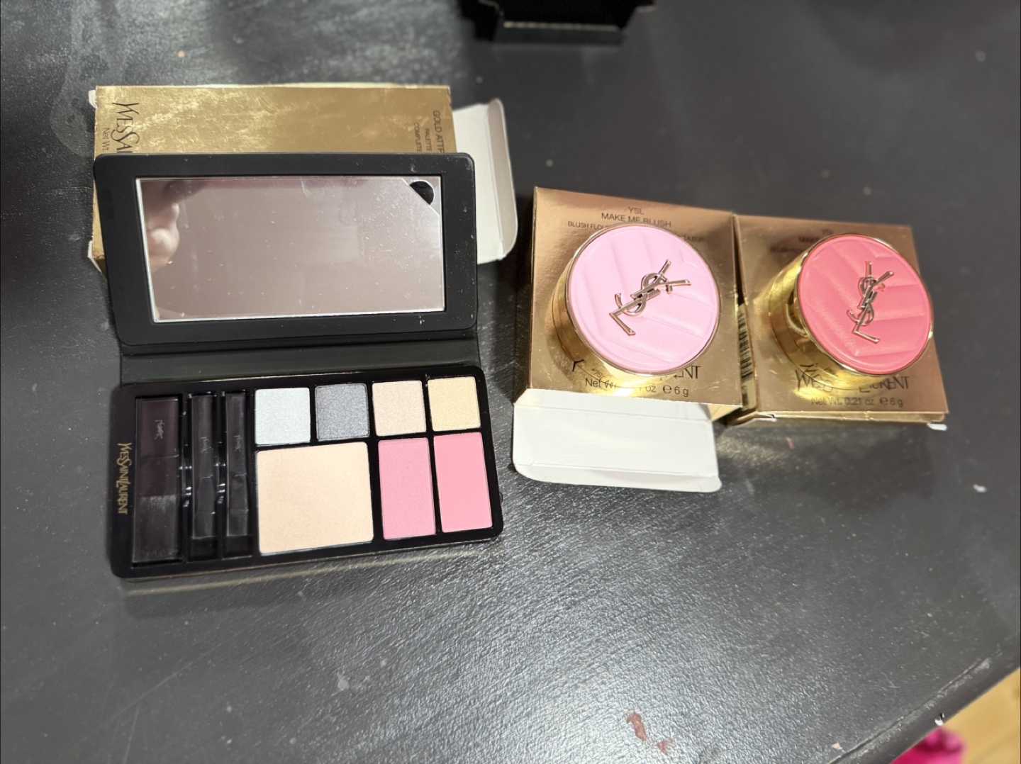 Palette Gold Attraction YSL et Blush Make Me Blush