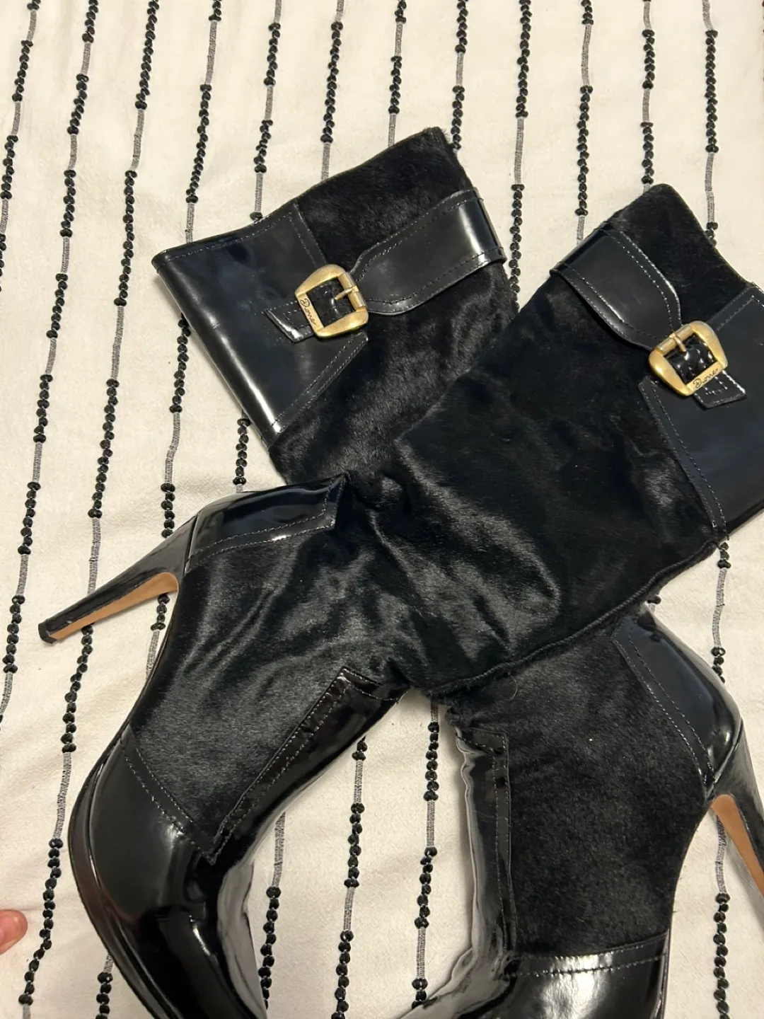 Dione  Black Leather Knee High Boots image indicator(4)