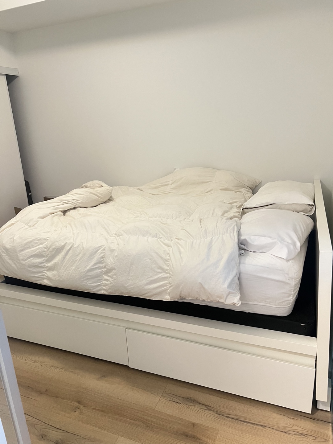 White Bed Frame with Storage Drawers