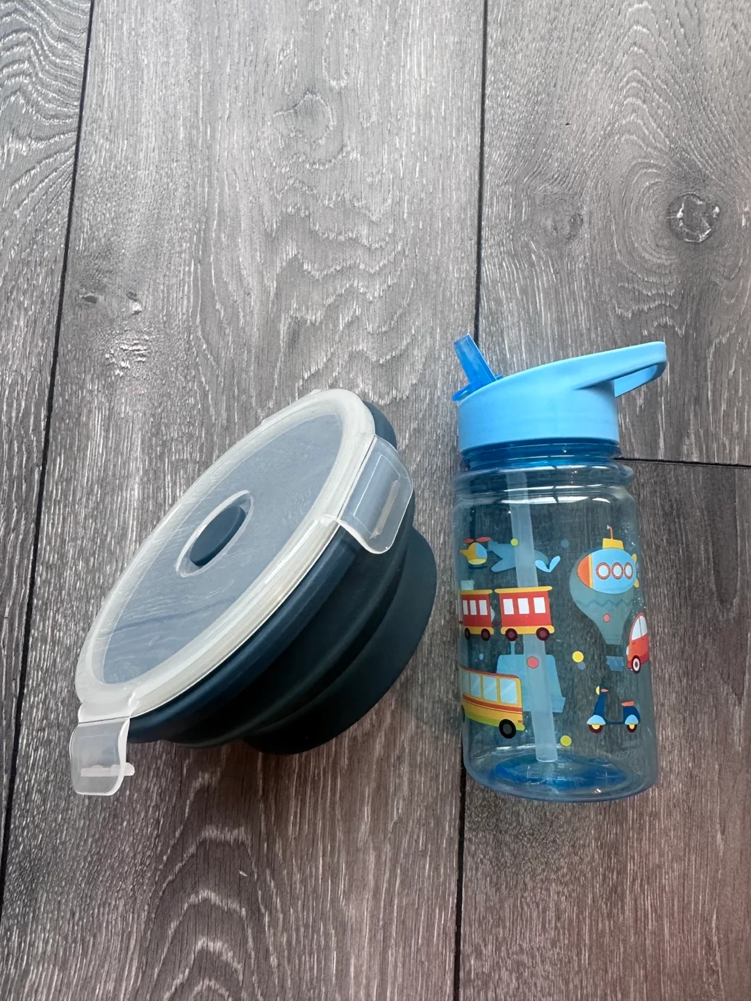 Kids Blue Water Bottle & Collapsible Food Container thumbnail