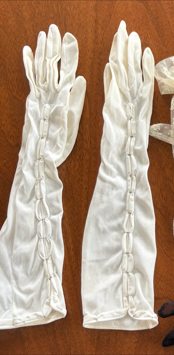 Vintage long White Gloves thumbnail