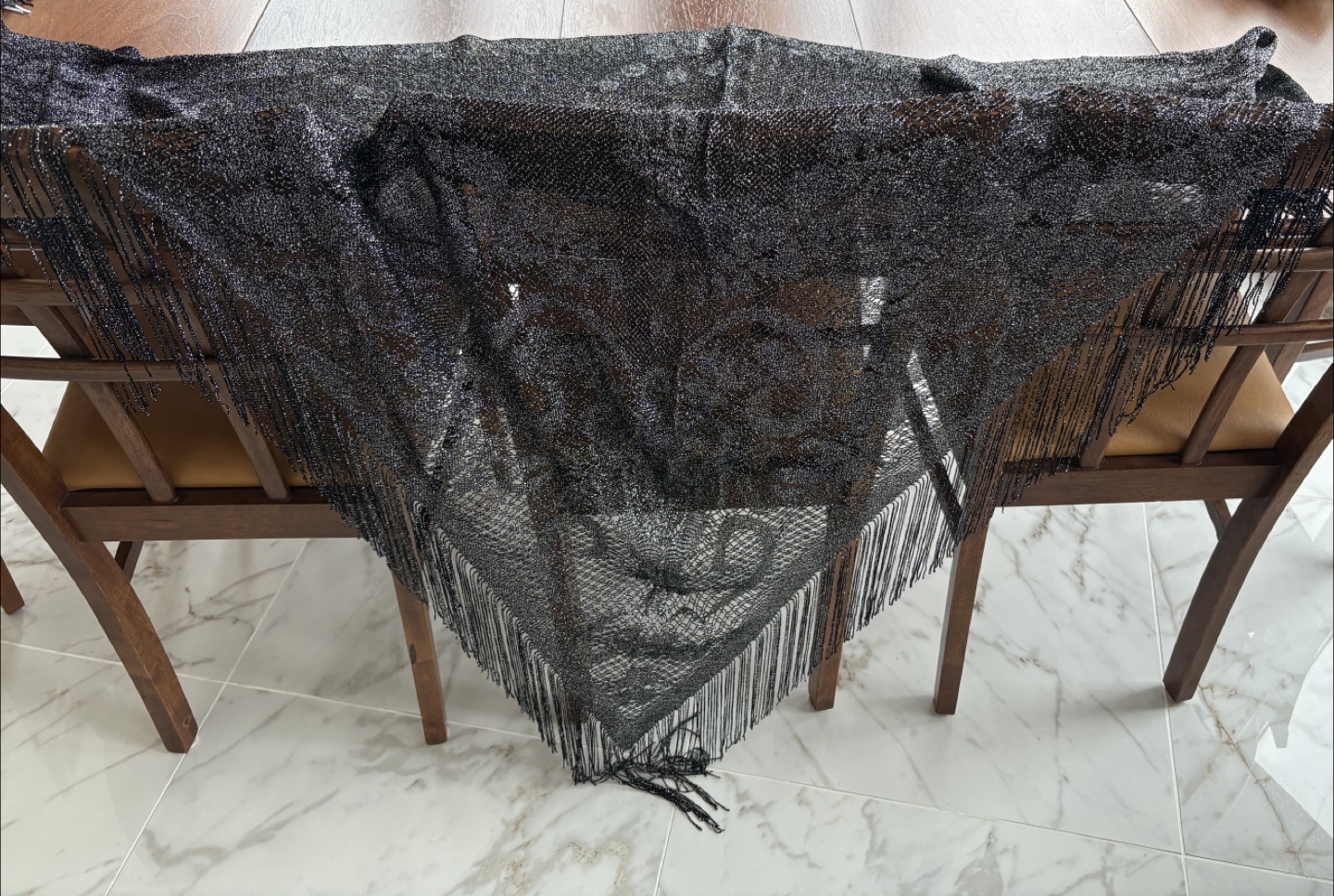 Black Grey Sparkle Shawl with Fringe - photo 3