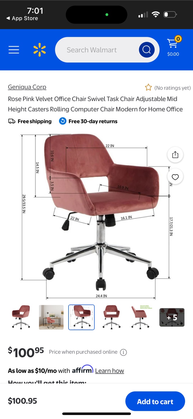 Rose Pink Velvet Office Chair - photo 2