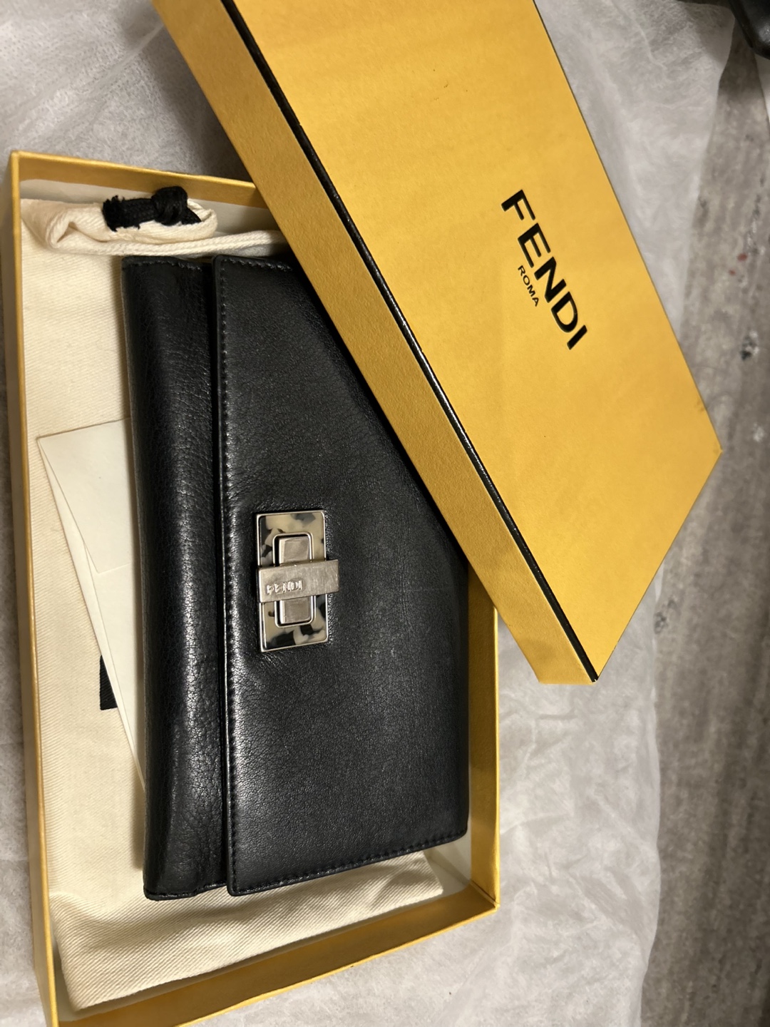 Fendi Roma Black Leather Wallet